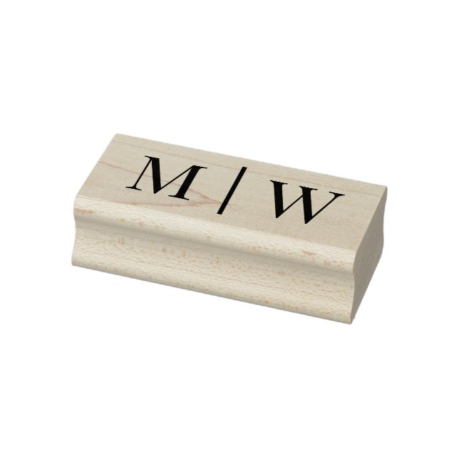 Simple Bride Groom Wedding 2 Initial Monogram with Rubber Stamp (Stamp)