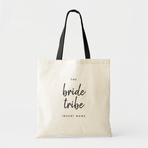 Simple Bride Tribe Custom Calligraphy Bridesmaid Tote Bag