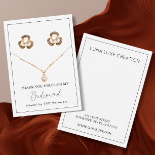 Simple Bridesmaid Earring & Necklace Display Card