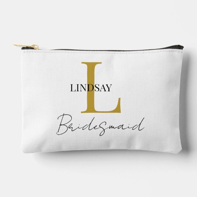 Simple Bridesmaid gift monogram, name  Accessory Pouch (Front)