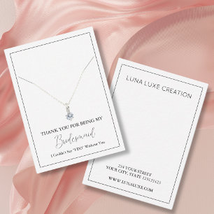 Simple Bridesmaid Necklace Display Card
