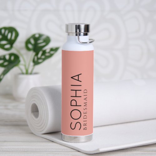 Simple Bridesmaid Peach Color Background Water Bottle