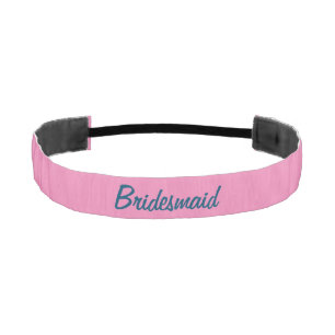 Simple Bridesmaid Pink and Blue Cursive Script Athletic Headband