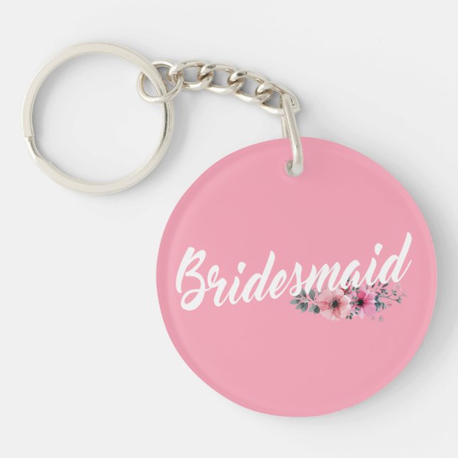 Simple Bridesmaid Wedding Calligraphy | Keychain (Front)