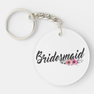 Simple Bridesmaid Wedding Calligraphy   Keychain