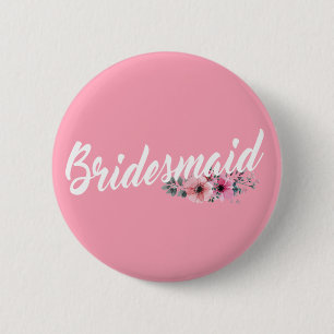 Simple Bridesmaid Wedding Calligraphy   Pin Button