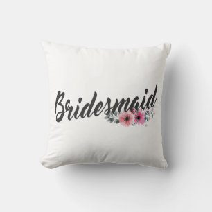 Simple Bridesmaid Wedding Calligraphy Throw Pillow