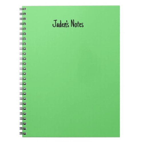 Simple Bright Green Personal Name Writing Notebook