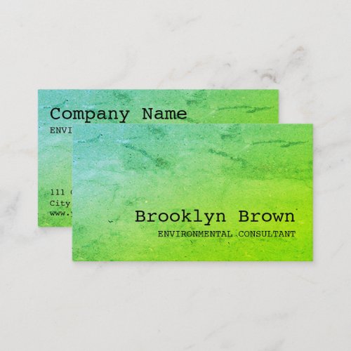 Simple Bright Green Watercolor Marble Marbled Chic Business Card
