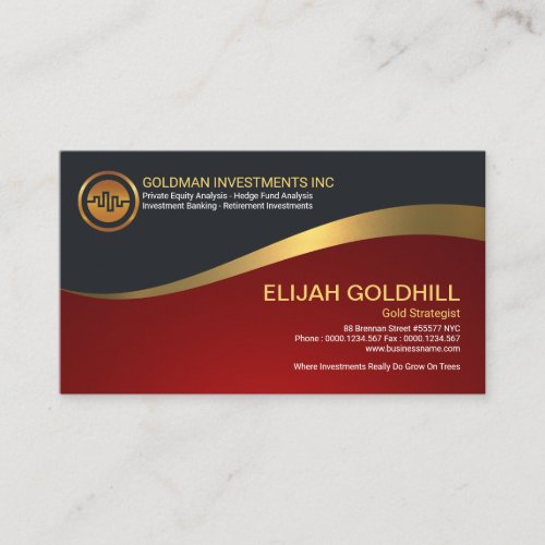 Simple Bright Luminescent Waves Gold Strategist Business Card