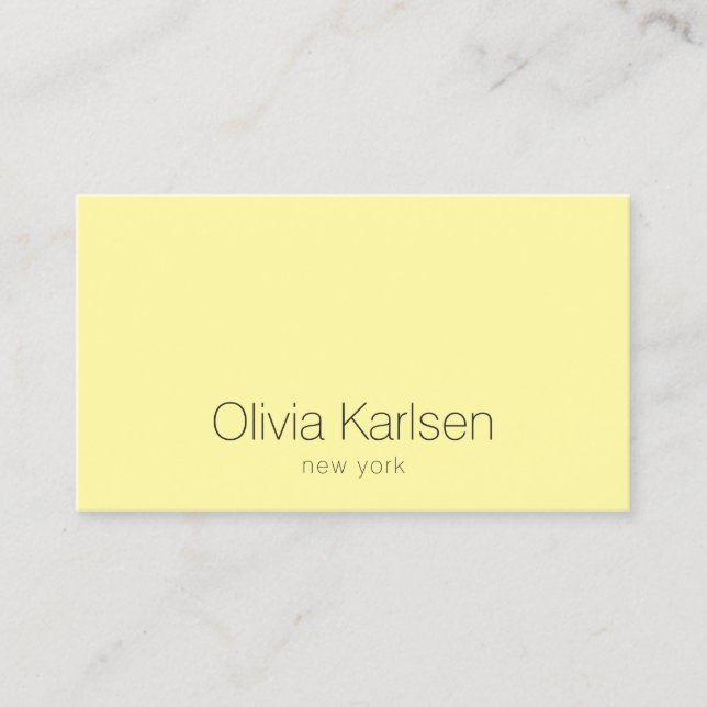 Simple Bright Modern Yellow Business Card (Front)