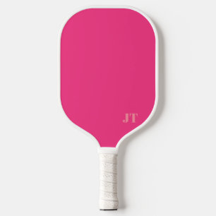 Simple Bright Pink and Pale Pink Monogram Pickleball Paddle