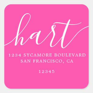 Simple Bright Pink Family Return Address Label