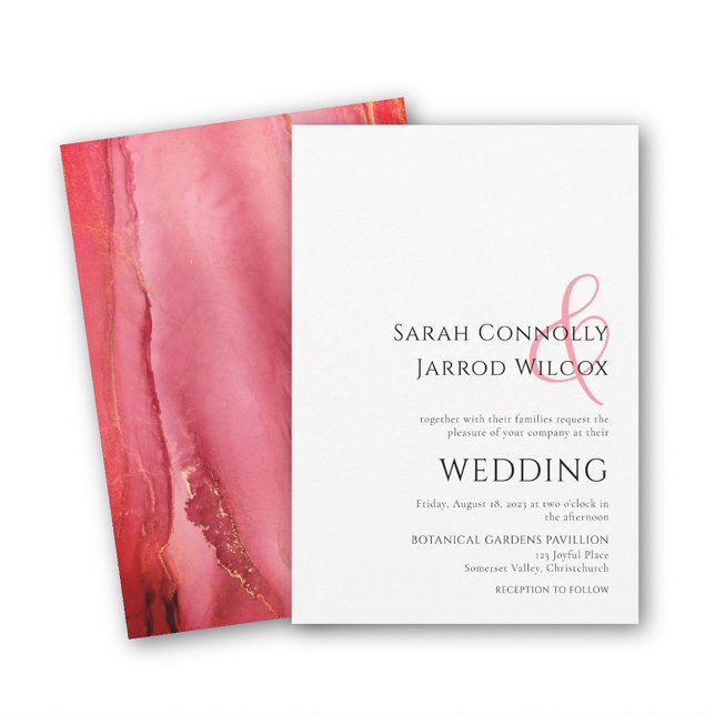 Simple Bright Pink Wedding Invitation (Creator Uploaded)
