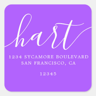 Simple Bright Purple Family Return Address Label