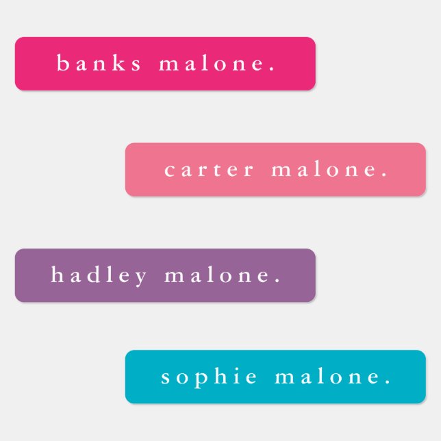 Simple Bright Rainbow Waterproof Name Labels (Group)