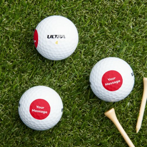 Simple Bright Red and White Name Text Template Golf Balls