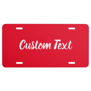 Simple Bright Red and White Script Text Template License Plate