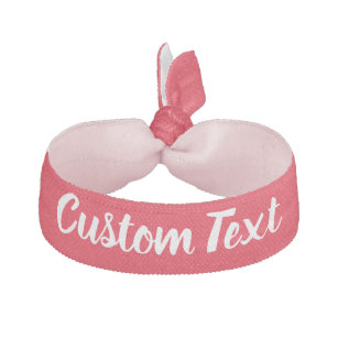 Simple Bright Red and White Text Script Template Elastic Hair Tie