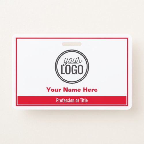 Simple Bright Red Colorblock Professional Name Tag Badge