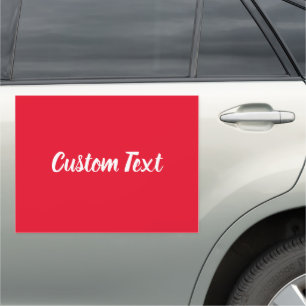 Simple Bright Red Elegant White Script Template Car Magnet