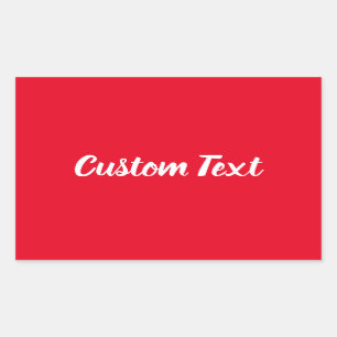 Simple Bright Red with White Script Text Template Rectangular Sticker