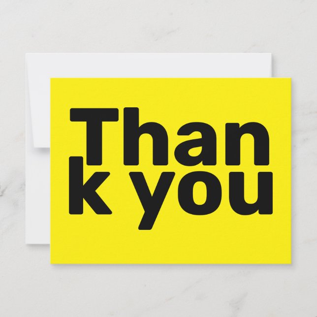 Simple Bright Yellow Bold Modern Business Thank You Card (Front)
