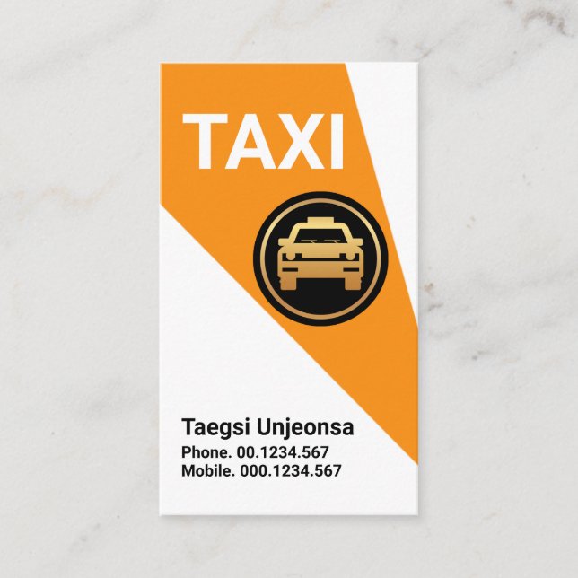 Simple Bright Yellow Taxi Spotlight Business Card (Front)