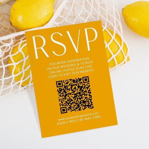 Simple Bright Yellow Wedding RSVP Online QR Code 