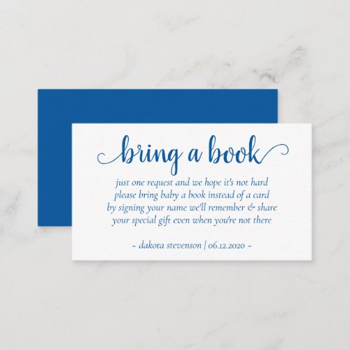 Simple Bring a Book  Classic Blue Shower Request Enclosure Card
