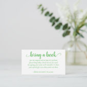 Simple Bring a Book | Neon Green Shower Request Enclosure Card (Standing Front)