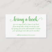 Simple Bring a Book | Neon Green Shower Request Enclosure Card (Front)