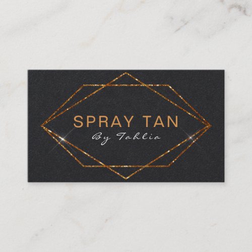 Simple Bronze Glitter Black Mobile Spray Tan Business Card