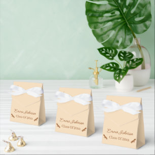 Simple Brown And Beige Customized Graduation Favor Boxes
