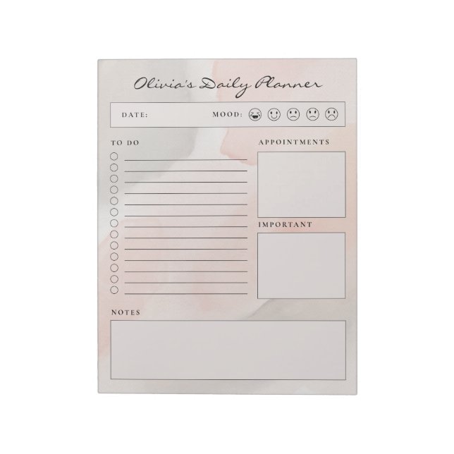 Simple Brown and Beige Minimalist Daily Planner Notepad (Rotated)