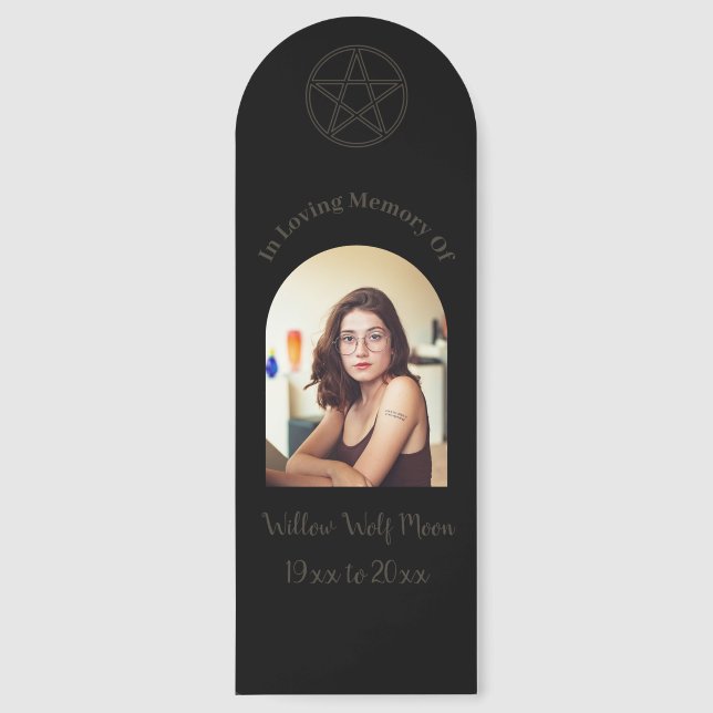 Simple Brown and Black Pagan Funeral  Bookmarks (Front)