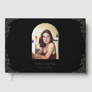 Simple Brown and Black Pagan Funeral Foil Guest Book