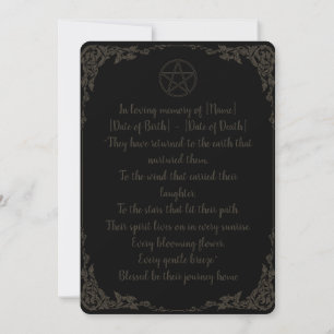 Simple Brown and Black Pagan Funeral Invitation