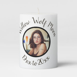 Simple Brown and Black Pagan Funeral Pillar Candle