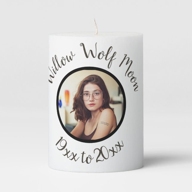 Simple Brown and Black Pagan Funeral Pillar Candle (Front)