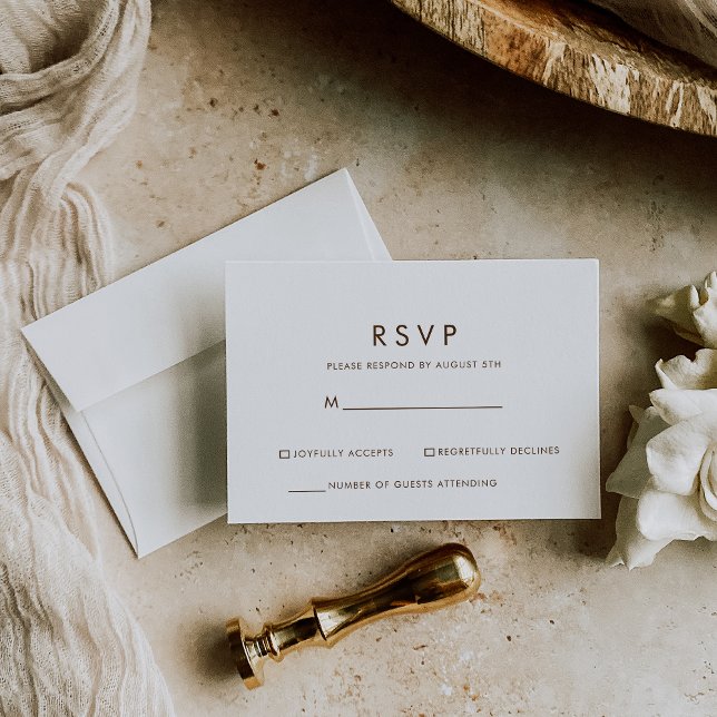 Simple Brown and White Minimalist RSVP Card (Creator Uploaded)