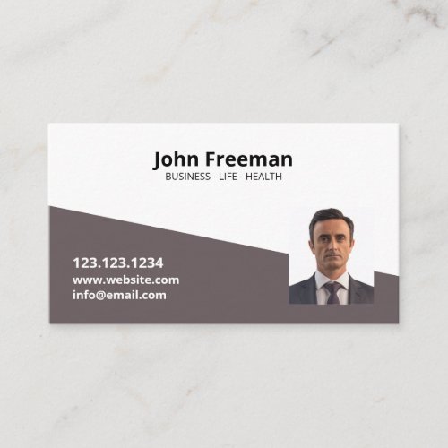 Simple Brown and White Photo Template Insurance Business Card