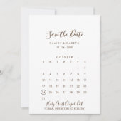 Simple Brown and White Save the Date Calendar (Front)