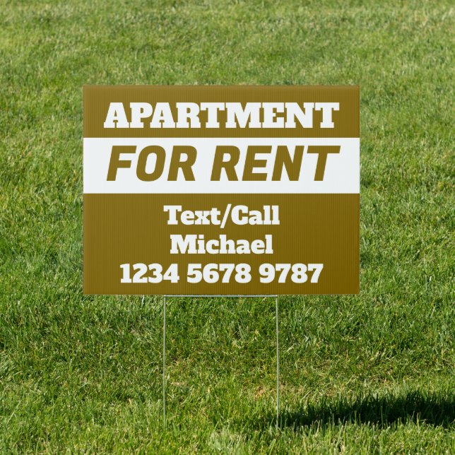 Simple Brown Apartment for Rent Phone Number Sign (Insitu)