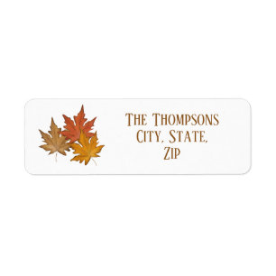 Simple Brown Autumn Maple Leaf Label