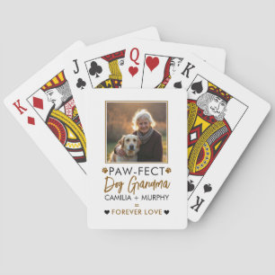 Simple Brown & Black Text Dog Grandma Photo Poker Cards