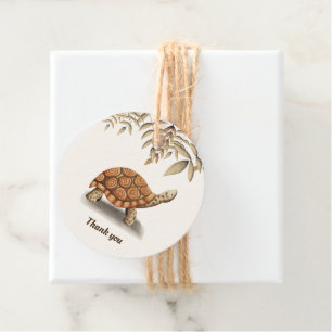 Simple Brown Botanical Tortoise Thank You Favor Tags