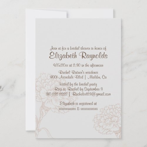 Simple Brown Bridal Shower Invitations