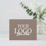 Simple Brown Company Logo With QR Code Business  Postcard