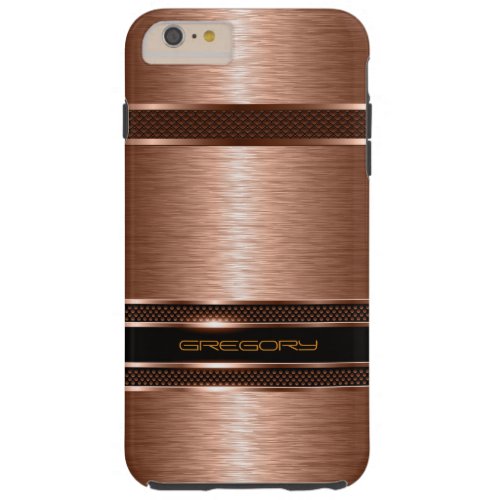 Simple Brown Copper Tones Metallic Look Tough iPhone 6 Plus Case